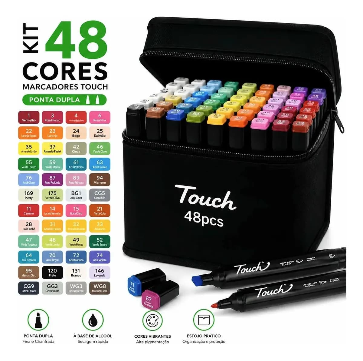 Kit 48 Canetas Touch Marcador Ponta Dupla da Segma