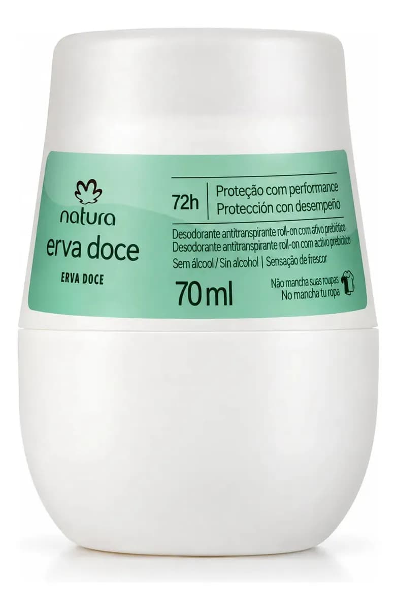 Desodorante Roll On Erva Doce Natura 70ml