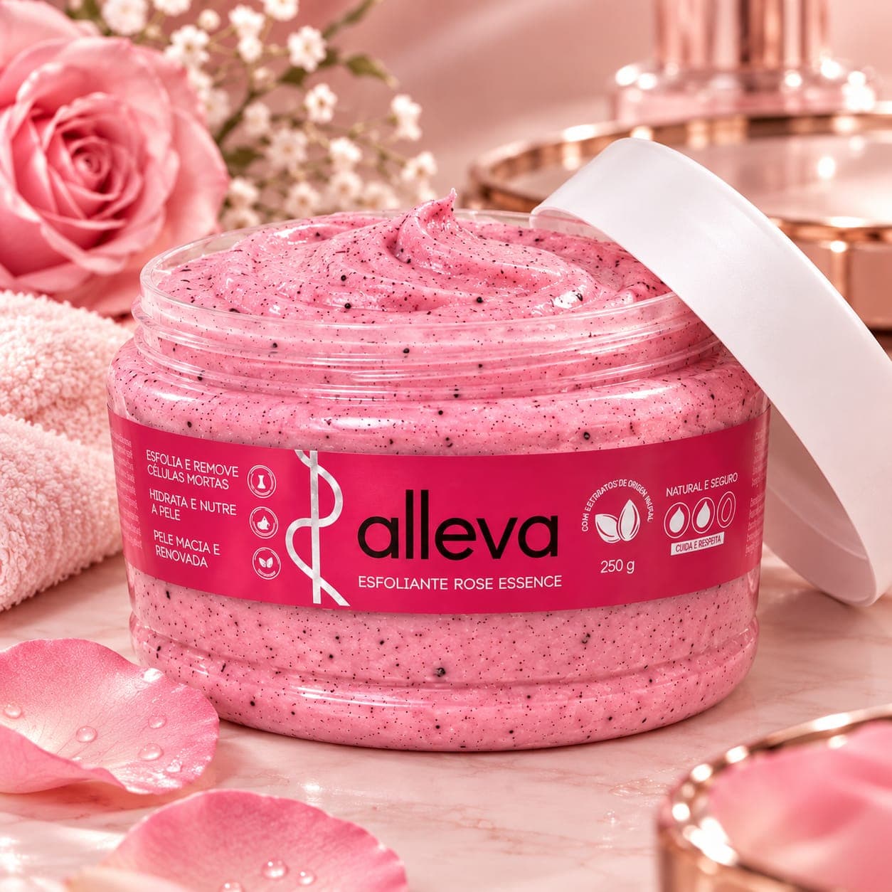 Esfoliante Corpo E Rosto Alleva 250g - Rose Essence